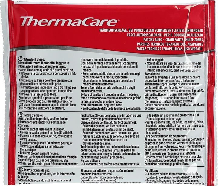 Nutritional values and ingredients Thermacare localised pain 3 pcs (3 x)