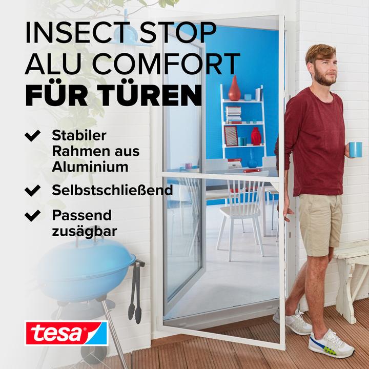 Produktbild tesa Insektenschutz Alu COMFORT für Türen, Insektengitter (100 x 220 cm)