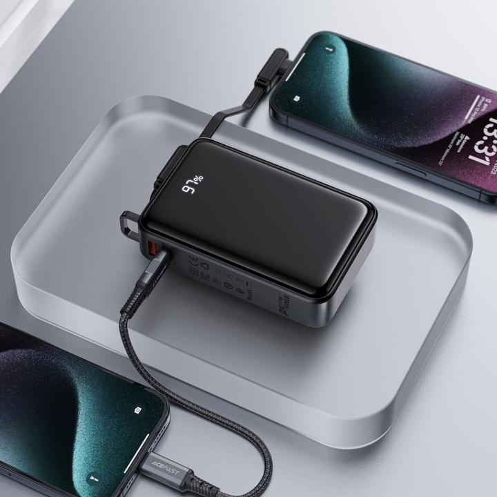 Actual product image Acefast M4 PD 67W 20000mAh Powerbank with built-in cable - black (20000 mAh, 67 W, 67 Wh)