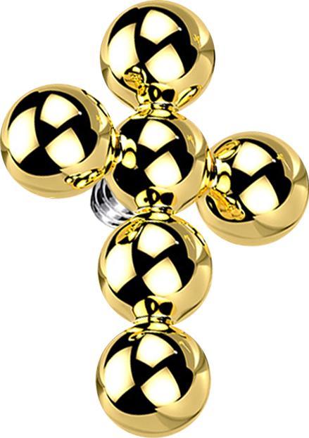 Star Piercing Dermal Anchor vergoldet Kreuz Kugeln (Titan G23, ohne Messing)
