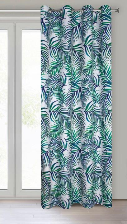 Immagine prodotto Eurofirany DESIGN 91 PALMS 2 tende con stampa di foglie di palma, bianco, blu navy, 140 x 250 cm, (140 x 250 cm)