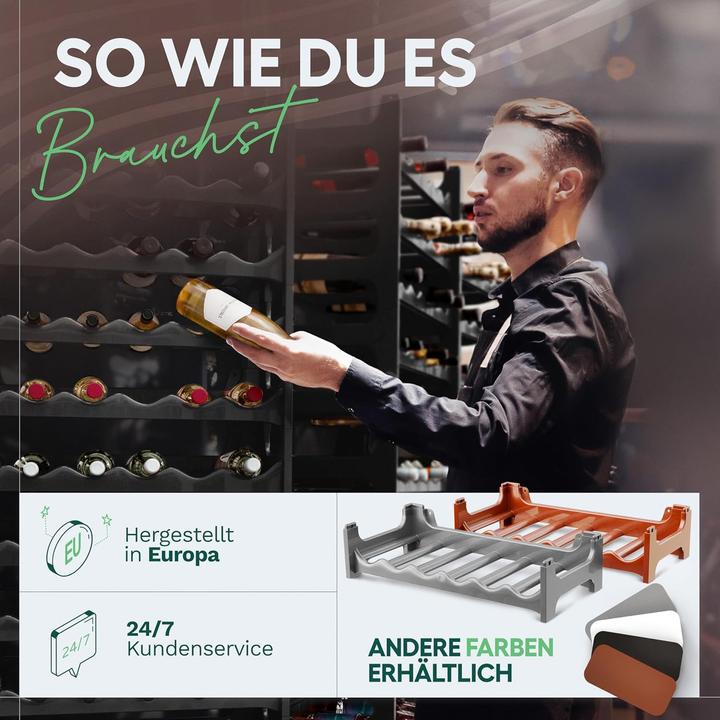Produktbild Novaliv Weinregal für 72 Flaschen | Flaschenregal schwarz | Regal stabilem Kunststoff (Schwarz, 12) (72 Fl.)