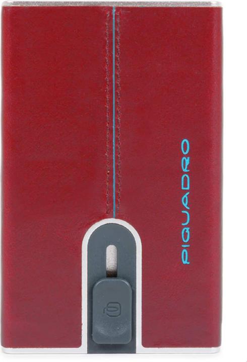 Actual product image Piquadro Blue Square, Leather Card Holder, Square Sliding System with Mone