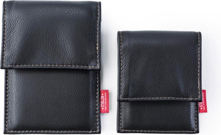 Actual product image Stalin PhoneBag Real Leather Big Black with Cappuccino Stitching (Samsung Galaxy S3)