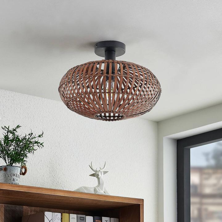 Produktbild Lindby Majeora Deckenleuchte, Bambus, dunkelbraun (E27)