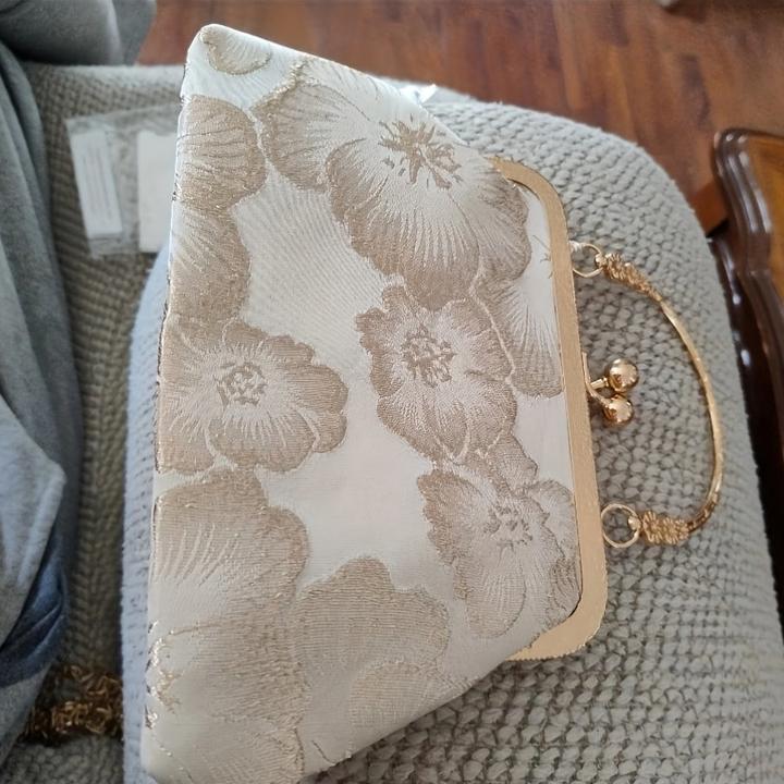 Actual product image Only-Bags.Store Floral pattern evening bag with buckle fastening - fabric shoulder chain purse for special occasions