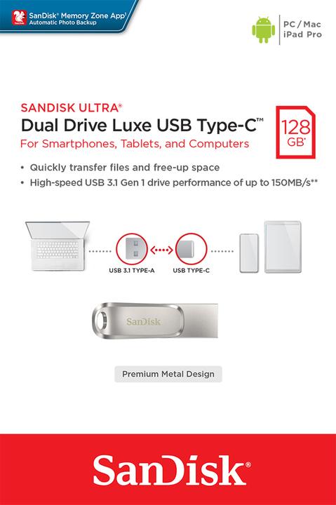 Productafbeelding SanDisk Ultra Dual Drive Luxe (128 GB, USB-A, USB-C)