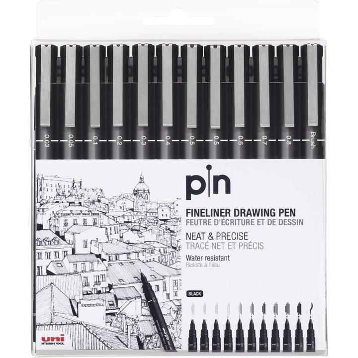 Actual product image Uni-ball Pin Fineliner (Black, 12 x)