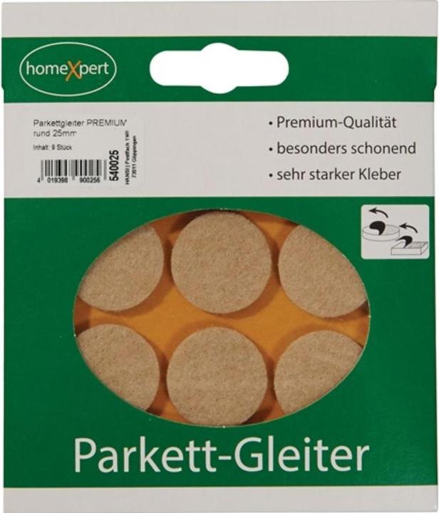 Produktbild Hansi-Siebert Parkettgleiter Premium 25 mm Filz natur rund selbstklebend (Parkettgleiter, 9 Stück)