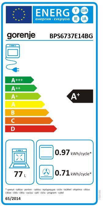 Energie-Label Gorenje BPS 6737 E14BG Backofen A+