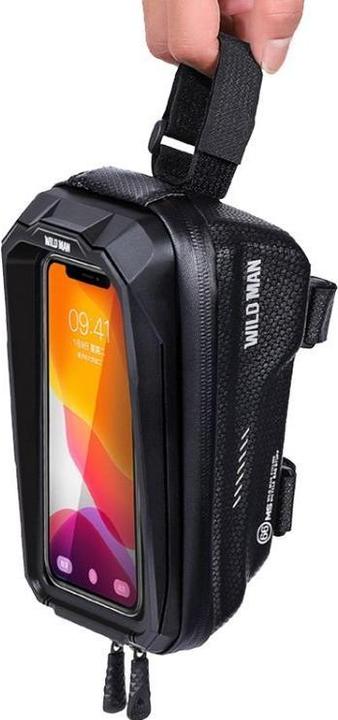 Actual product image Wildman Bicycle accessory traveling bag for bike frame with zipper 1,2L (4 "- 7") MS66 black (1.20 l, Frame bag)