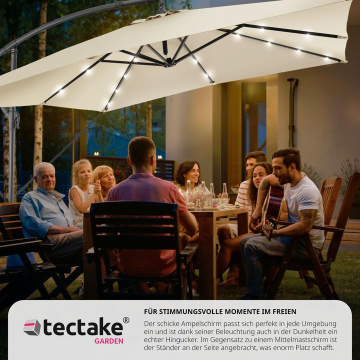 Immagine prodotto tectake Ombrellone Sunna LED-Solar con manovella 2,5 x 2,5 m (2.50 m)