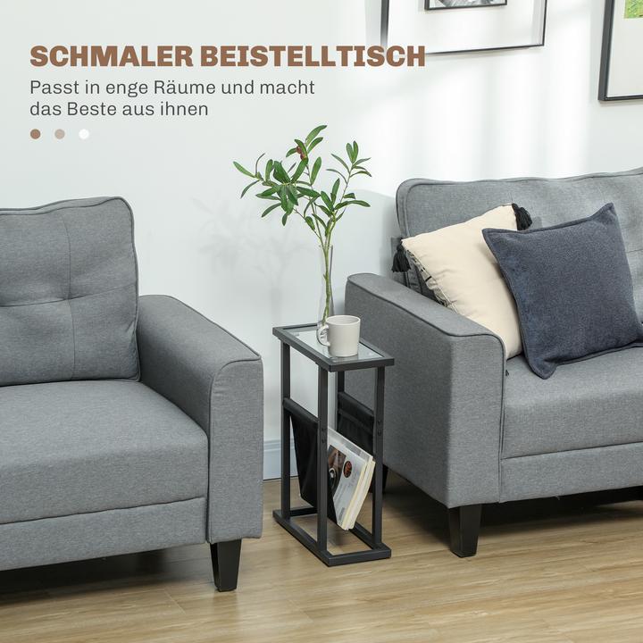 Produktbild Homcom Couchtisch Metall, Hartglas Schwarz