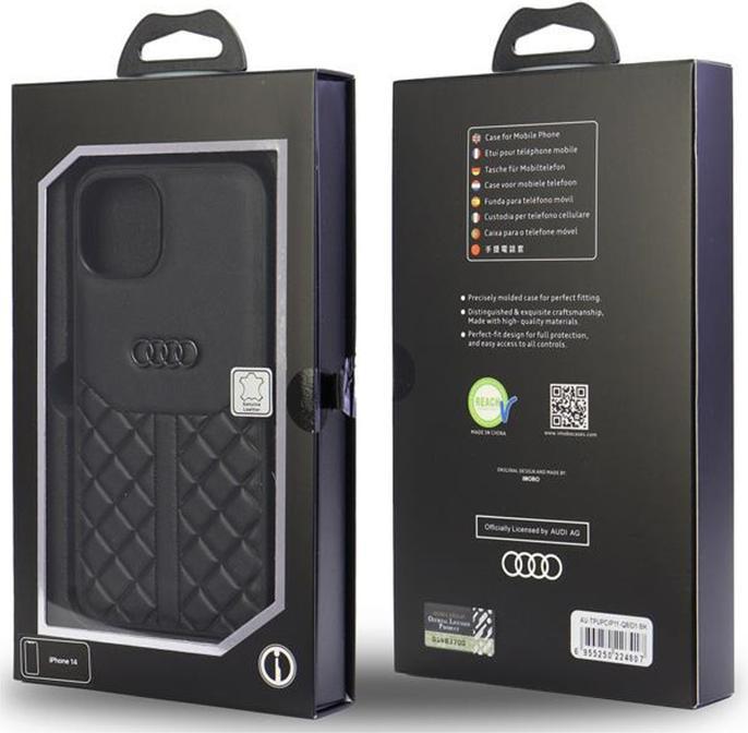 Produktbild Audi Genuine Leather iPhone 12/12 Pro 6.1" czarny/black hardcase AU-TPUPCIP12P-Q8/D1-BK (Apple iPhone 12 Pro, Apple iPhone 12)