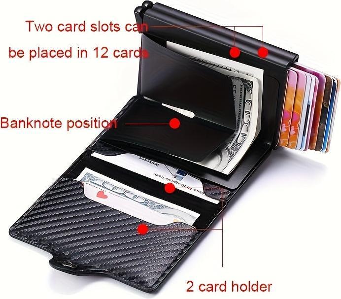 Produktbild Activity Board Automatische RFID-Kartenhalter, Rfid-Blockierung Double Box Metall Brieftasche, Herren-Kartenhalter