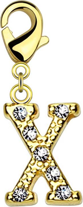 Star Piercing Anhänger 14k vergoldet mit Kristall Buchstabe X (Messing)