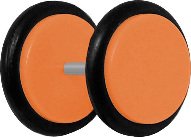 Star Piercing Fake Plug orange mit O-Ring (ohne Messing, Acryl)
