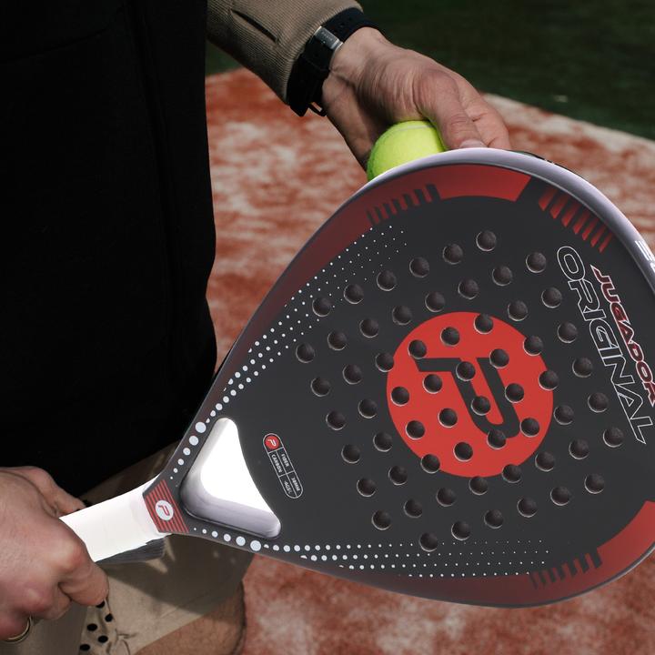 Actual product image Luxtri Padel Racket Jugador Teardrop Shape Black Red 360g Fibreglass EVA Padel Tennis