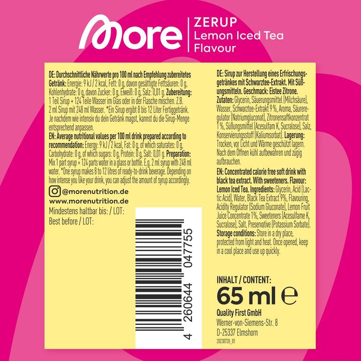 Nährwerte und Zutaten More Nutrition Zerup