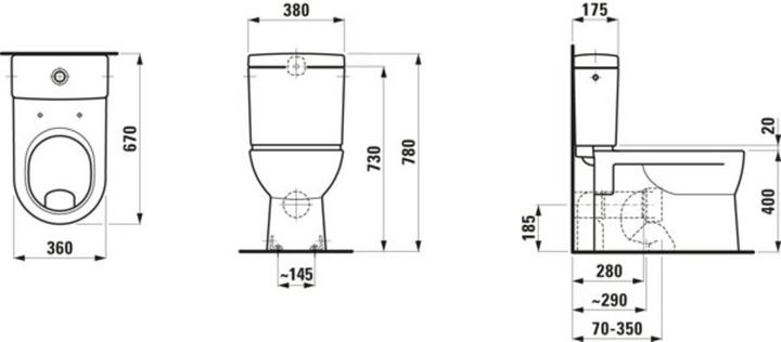 Produktbild Laufen Stand-WC-Kombination PRO Flachspüler, 6 l bahamabeige