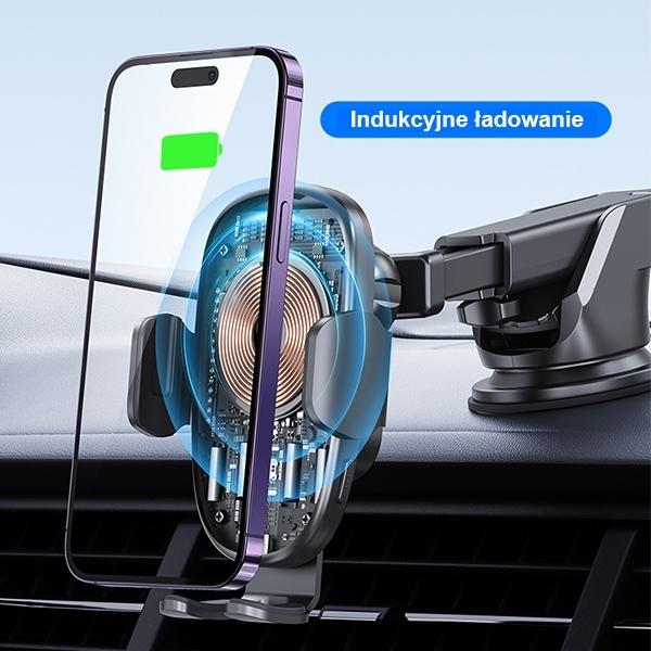 Produktbild Usams Uchwyt indukcyjny US-CD187 15W do szyby/na deskę czarny/black CD187ZJ01
