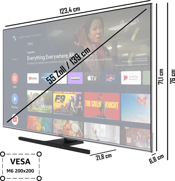 Actual product image Telefunken QU55AN900M (139 cm (55 inch), black, UltraHD/4K, triple tuner, SmartTV, Android operating system) (55", QLED, 4K, 2023)