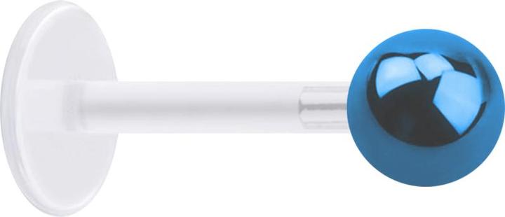 Image du produit Star Piercing Micro Labret transparent avec boule bleu clair (Bioflex, sans laiton, Acier chirurgical 316L)