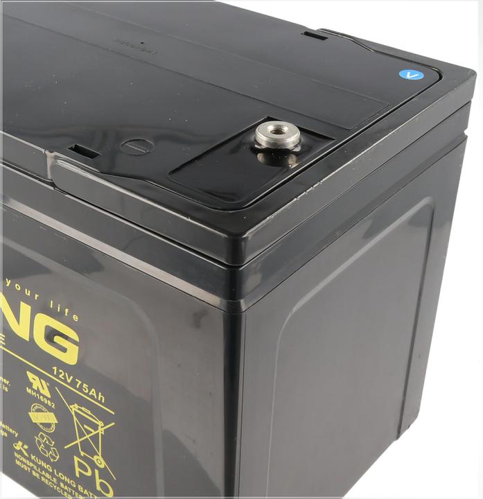 Actual product image Kung Long Akku KPH75-12NE mit M6 Innengewinde (12 V, 75 Ah)