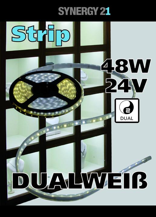 Immagine prodotto Synergy 21 Striscia LED Flex *bianco doppio* DC24V 48W per colore (Bianco caldo, Bianco, 500 cm, Interno)