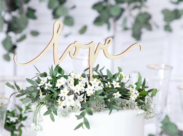 Produktbild Partydeco Kuchen-Topper Love 23 x 16 cm, Holz, 1 Stück, Braun