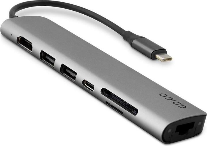 Actual product image Epico 7in1 Multimedia Hub 8K with USB-C connector - space grey (USB-C, 7 Ports)