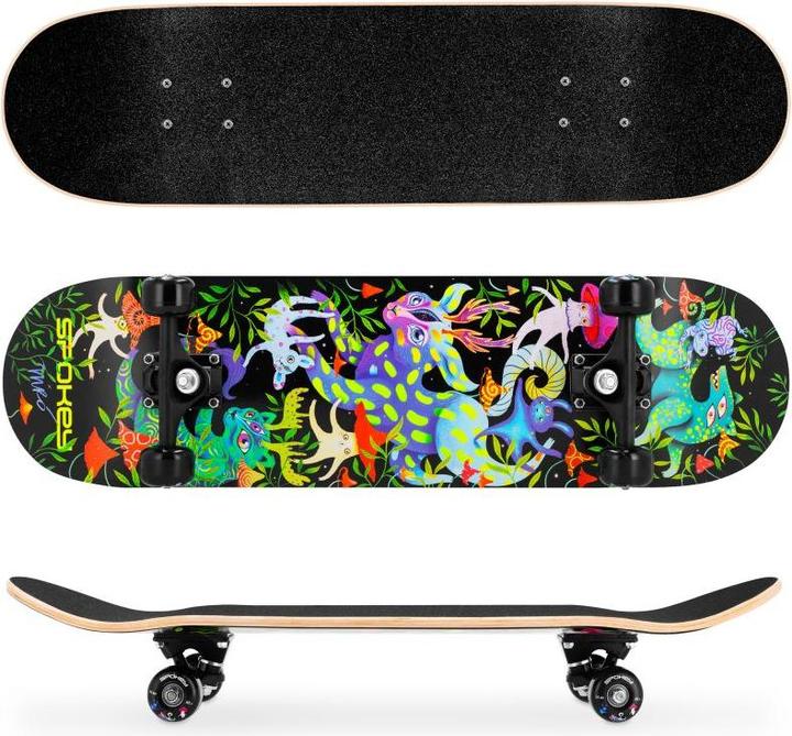 Actual product image Spokey Skateboard mit leuchtenden Ollie-Grafiken