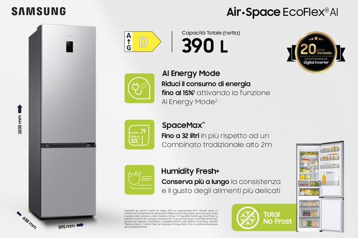 Actual product image Samsung RB38C774DSA No Frost EcoFlex Combined Refrigerator (390 l)