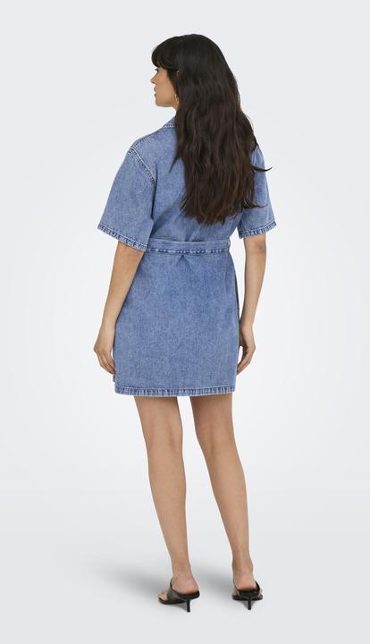 Actual product image Only Normal geschnitten V-Ausschnitt Kastige Ärmel Kurzes Kleid Jeanskleid (L)