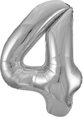 MICA Festival Minifolienballon Zahl 4 silber - ca. 40 cm (1 x)