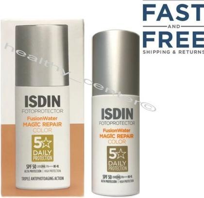 Isdin ISDIN Fusion Water Magic Repair COLOR SPF 50 Tinted Sunscreen 50ml 1.7fl.oz (Crema solare viso, SPF 50, 50 ml)