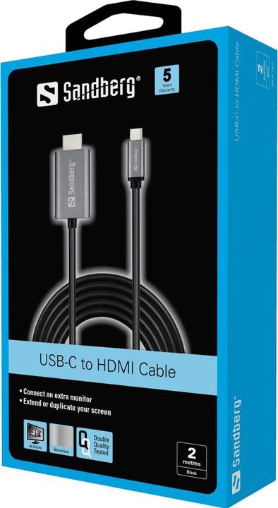 Actual product image Sandberg USB Typ C — HDMI (Typ A) (2 m, HDMI, USB Type C)