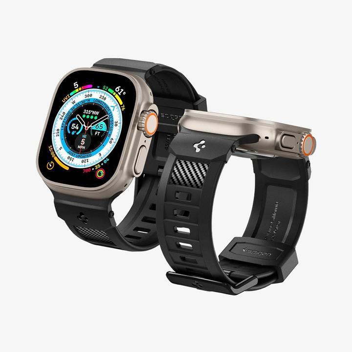 Productafbeelding Spigen Rugged Ultra Band Apple Watch 4/5/6/7/8/9/SE/Ultra/Ultra 2 42/44/45/49mm czarny/matzwart A (Thermoplastisch polyurethaan (TPU))