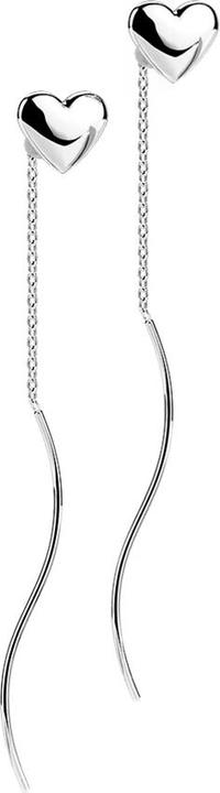 Star Piercing Ohrstecker silber Herz freifallende Kette mit Welle (ohne Messing, Chirurgenstahl 316L)