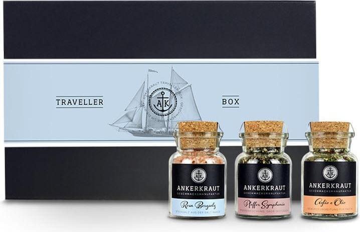 Produktbild Ankerkraut Gewürze Geschenkset Gewürze «Traveller Box» 3 Korkengläser (1375 g)