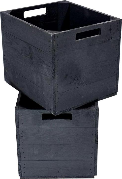 Produktbild Holz Zollhaus Aufbewahrungskiste Vintage Schwarz, 33 x 38 cm (33 x 33 x 38 cm, 41.38 l)