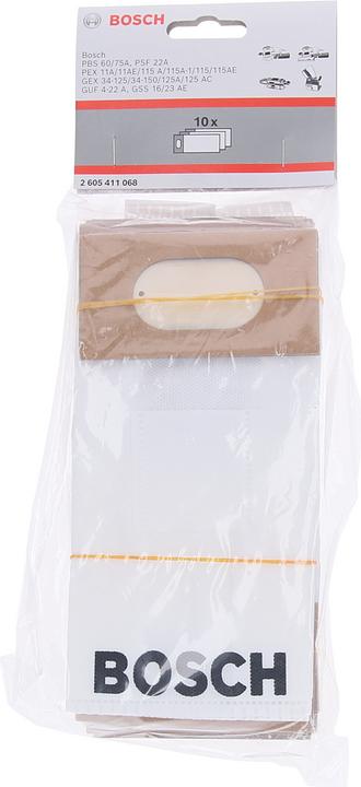 Produktbild Bosch Professional Zubehör Staubbeutel für PE, GEX, GSS,, PBS 60/75 A, PSF 22 A, GUF 4-22 A, 10 Stück