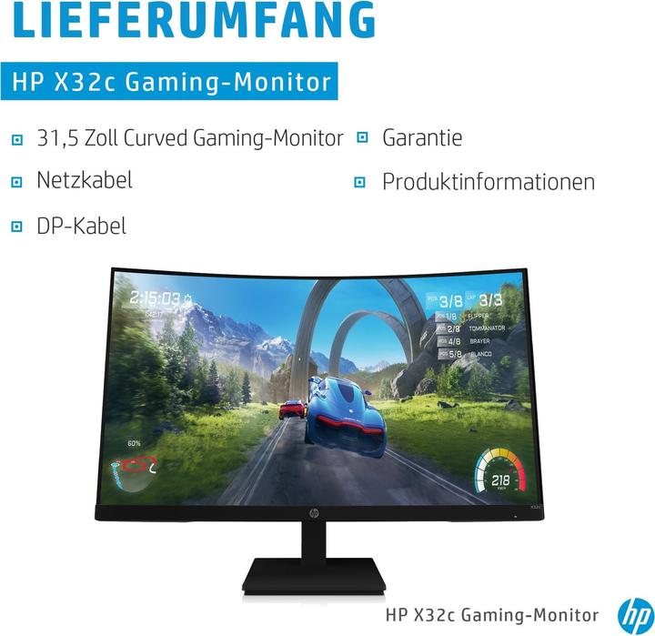 Immagine prodotto HP X32c 80 cm (31,5" ) 1920 x 1080 Pixel Full HD LCD Nero (1920 x 1080 pixel, 31.50")