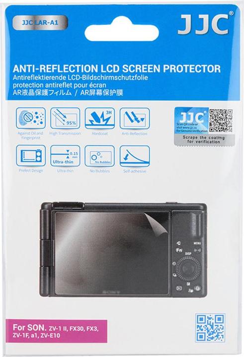 Actual product image JJC LAR A1 Anti Reflection LCD Screen Protector (Sony ZV 1 II, Sony FX30, Sony FX3, Sony ZV 1F, Sony A1 (Screen protector, Sony A1)