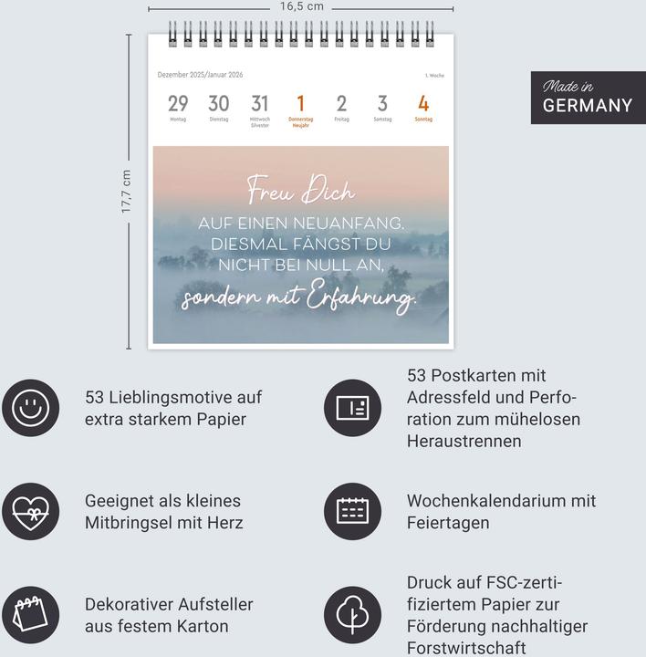 Produktbild Visual Statements Premium-Postkartenkalender 2026 (16.5 x 17.7 cm, Harter Einband, Deutsch)