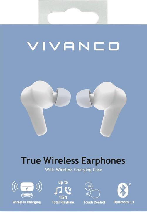 Actual product image Vivanco COMFORT PAIR W Headset True Wireless Stereo (TWS) In-ear Calls/Music Bluetooth White (No noise cancelling, 10 h, Wireless)