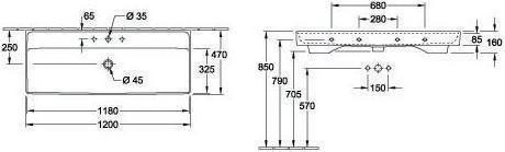 Produktbild Villeroy & Boch V&B Schrankwaschtisch COLLARO 1200x470mm m ÜL f 3-Loch-Armatur we C+ (470 mm, 1200 mm)