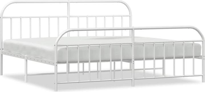 Produktbild VidaXL Bettgestell mit Kopf- und Fussteil Metall Weiss 200x200 (200 x 200 cm)