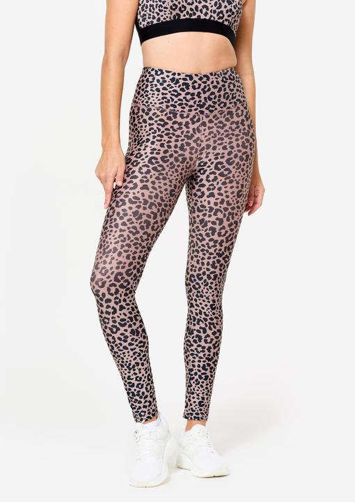 Domyos Leggings Damen hoher Taillenbund - Leopardenprint beige (W35)