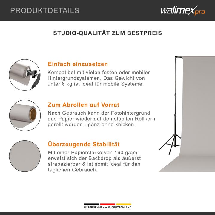 Actual product image Walimex pro Background paper 2,60x10m, light grey (260 cm)
